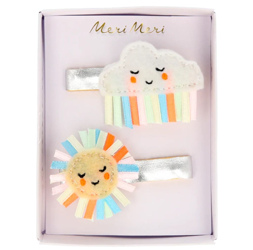 Meri Meri - Rainbow Sun & Cloud Hair clips - Gökkuşağı Güneş & Bulut Tokalar - 2li Tokalar ve Taçlar