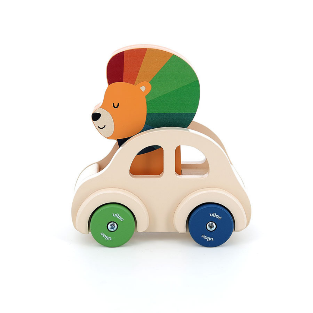 VilacVilac - Sesli Ahşap Araba - Aslan7426Y