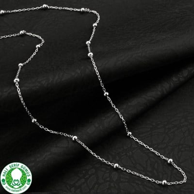 70 cm Beyaz Kaplamalı 925 Ayar Gümüş Toplu Bayan Zinciri