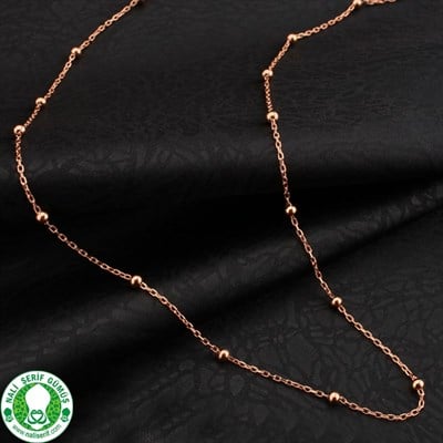 70 cm Roz Kaplamalı 925 Ayar Gümüş Toplu Bayan Zinciri