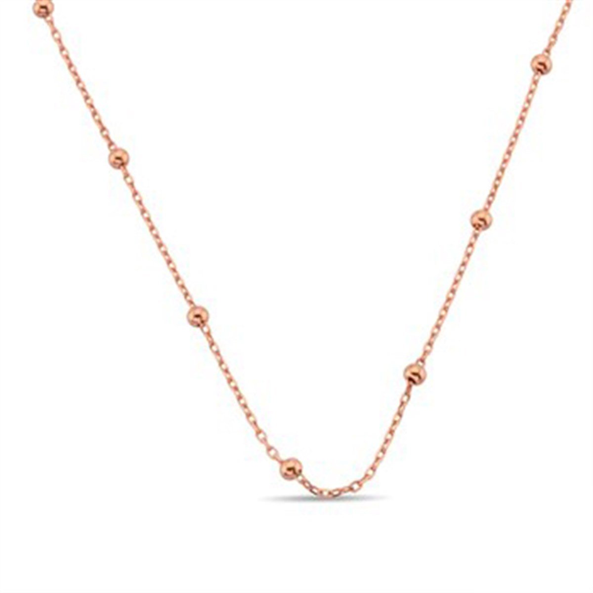 70 cm Roz Kaplamalı 925 Ayar Gümüş Toplu Bayan Zinciri