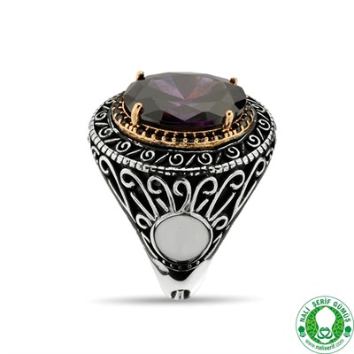 Amatist Kristal Taşlı 925 Ayar Gümüş Bayan Yüzüğü