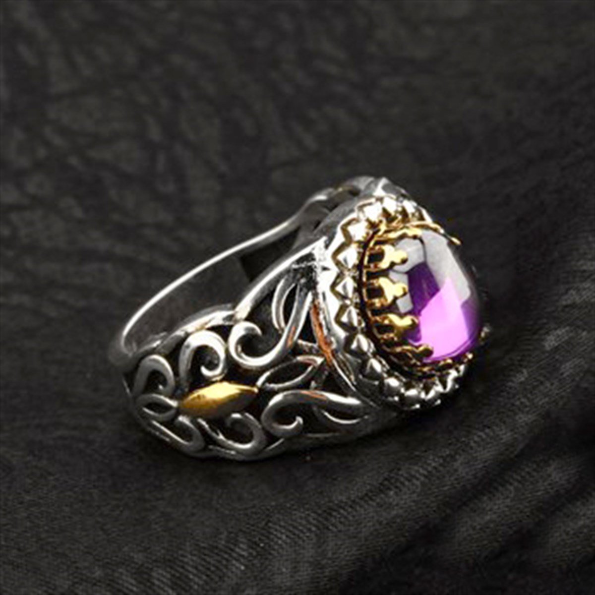 Amatist Taşlı 925 Ayar Gümüş Erkek Yüzük