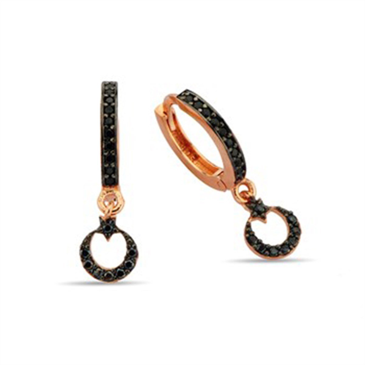 Ay Yıldız Türk Bayrağı Roz Kaplamalı Gümüş Halka Klipsli Küpe