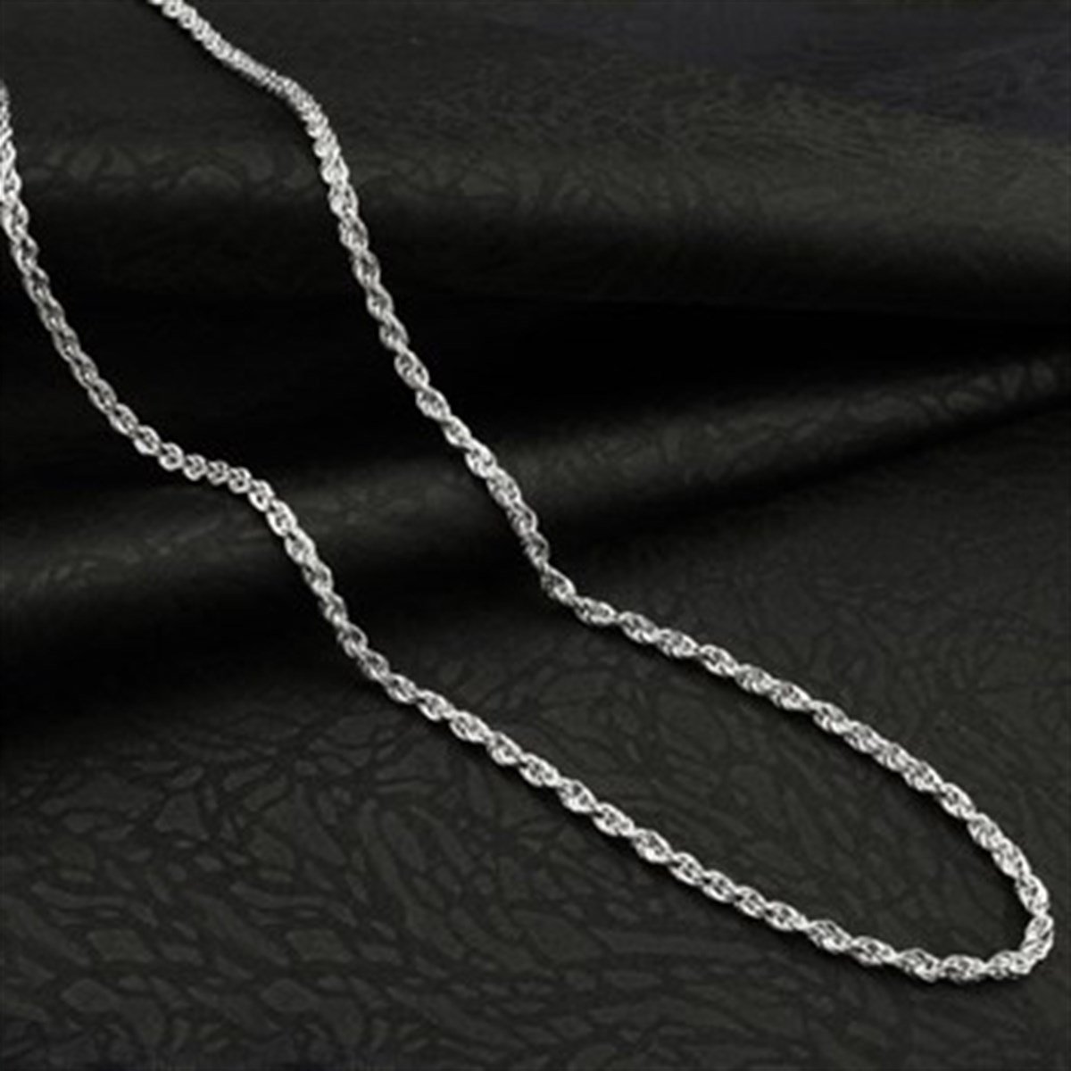 Beyaz Kaplamalı 925 Ayar Gümüş 55cm Burgu Zincir
