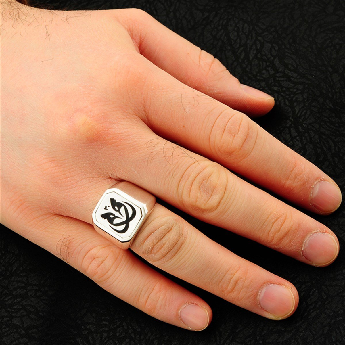 Çift Taraflı Değişebilir Hûd Hûd Kuşu Nali Şerif 925 Ayar Gümüş Erkek Yüzük