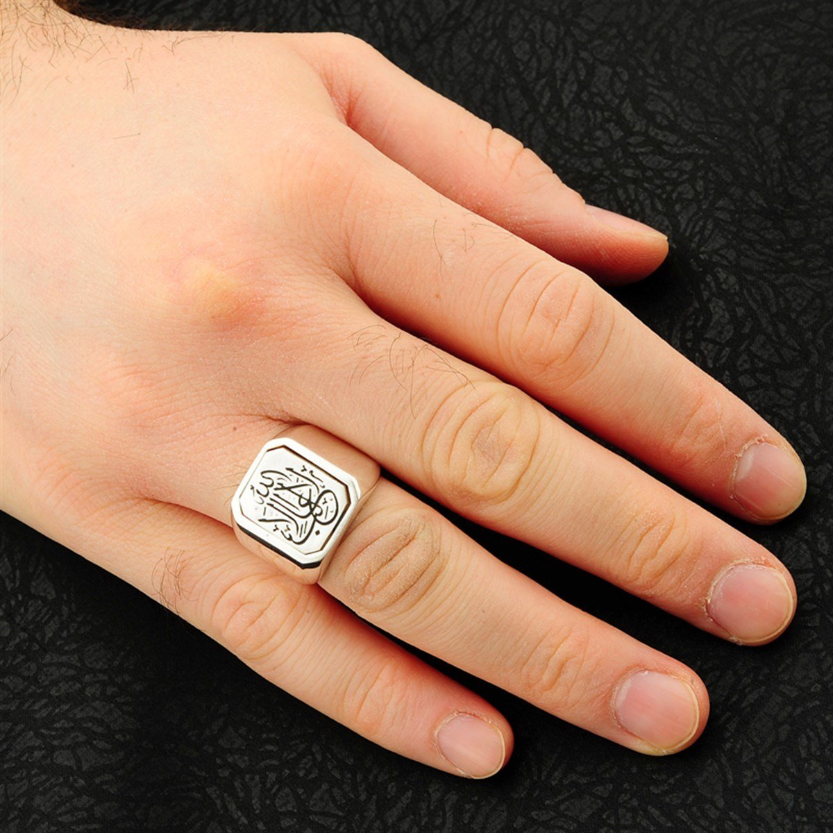 Çift Taraflı Değişebilir La Galibe İllallah Hasbünallâhu ve Ni'me'l Vekîl 925 Ayar Gümüş Erkek Yüzük