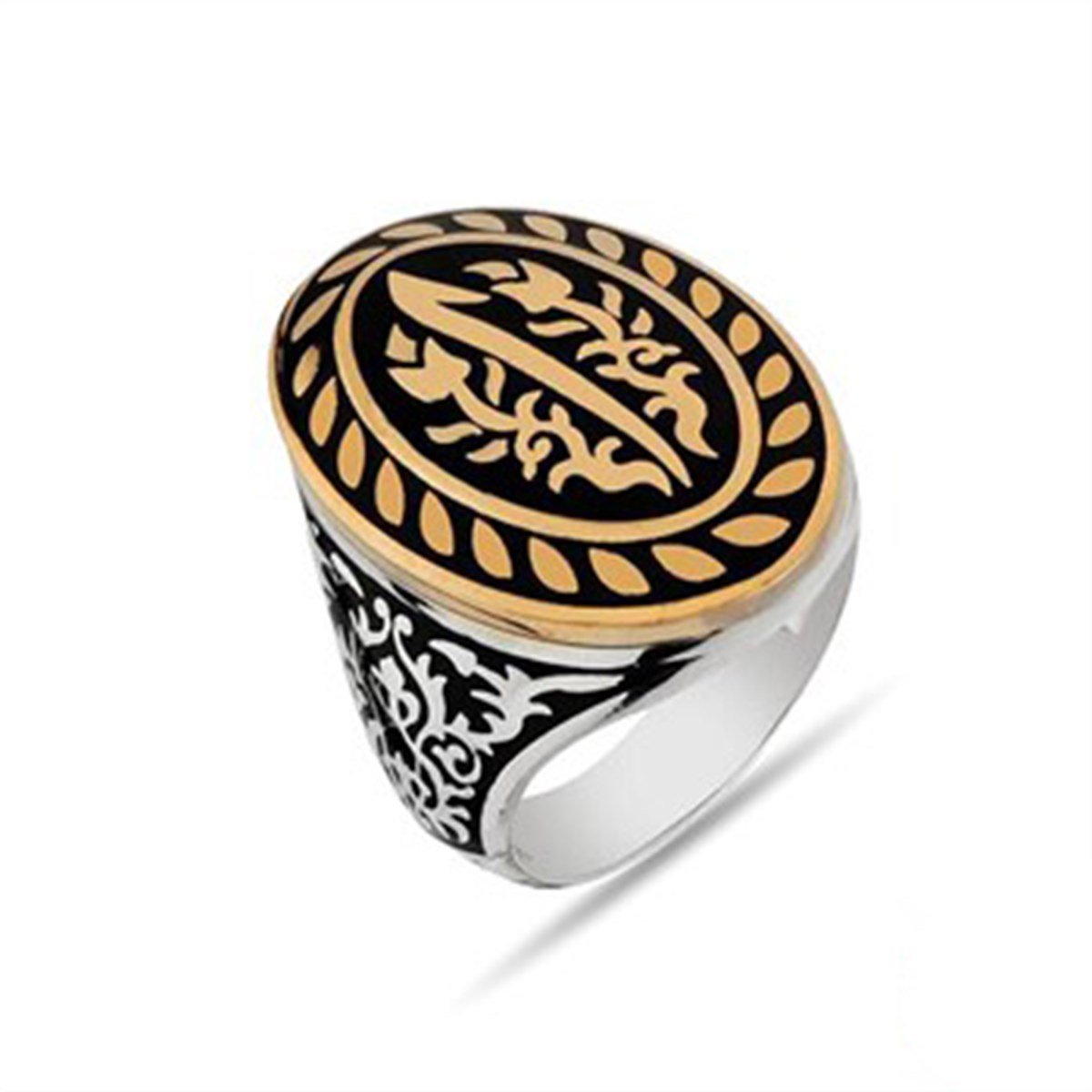 Elif Harf Desenli 925 Ayar Gümüş Erkek Yüzüğü