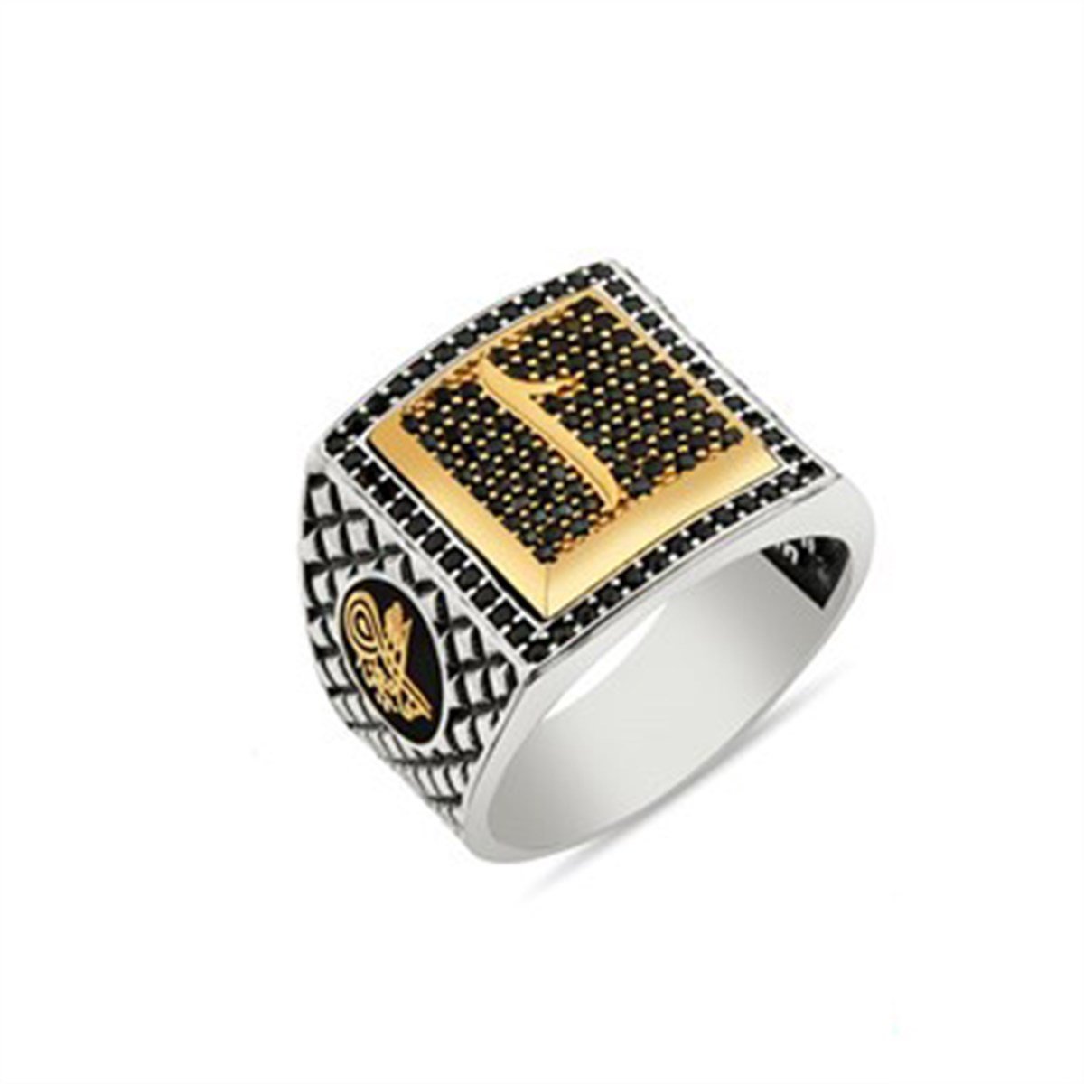 Elif Onxy Zirkon Taşlı Kare 925 Ayar Gümüş Erkek Yüzük