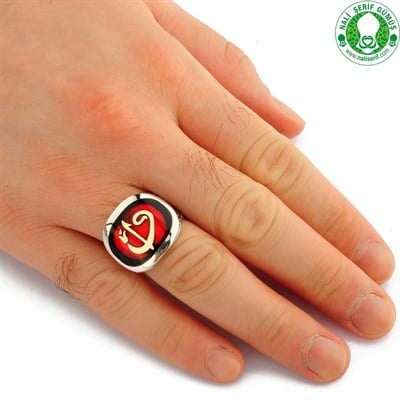 Elif Vav Bordo 925 Ayar Gümüş Erkek Yüzük