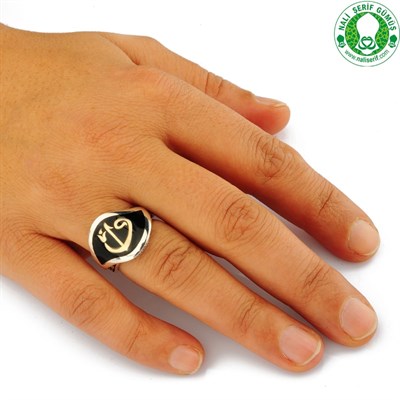 Elif Vav Yaprak Görünümlü 925 Ayar Gümüş Bayan Yüzük