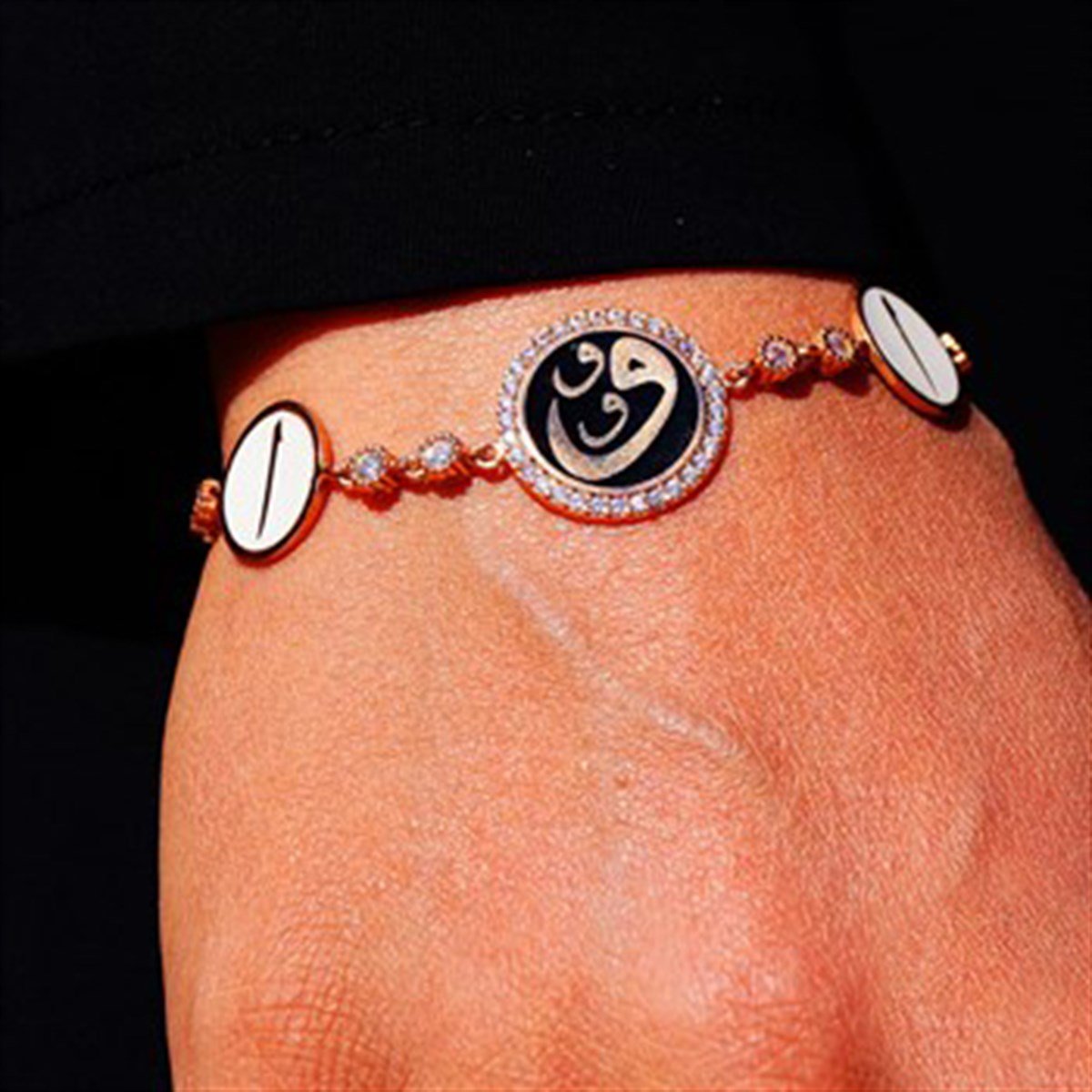 Elif Vav Zirkon Taşlı Roz Kaplamalı 925 Ayar Gümüş Bayan Bileklik