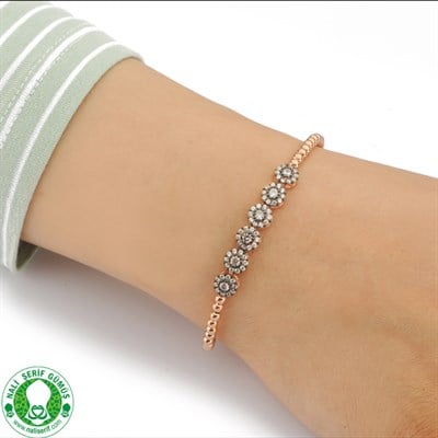 Elmas Görünümlü Zirkon Taşlı Gümüş Bayan Toplu Bileklik