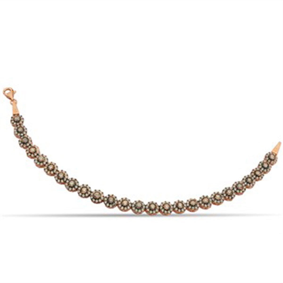 Elmas Montür Görünümlü Roz Kaplamalı Gümüş Bayan Bileklik