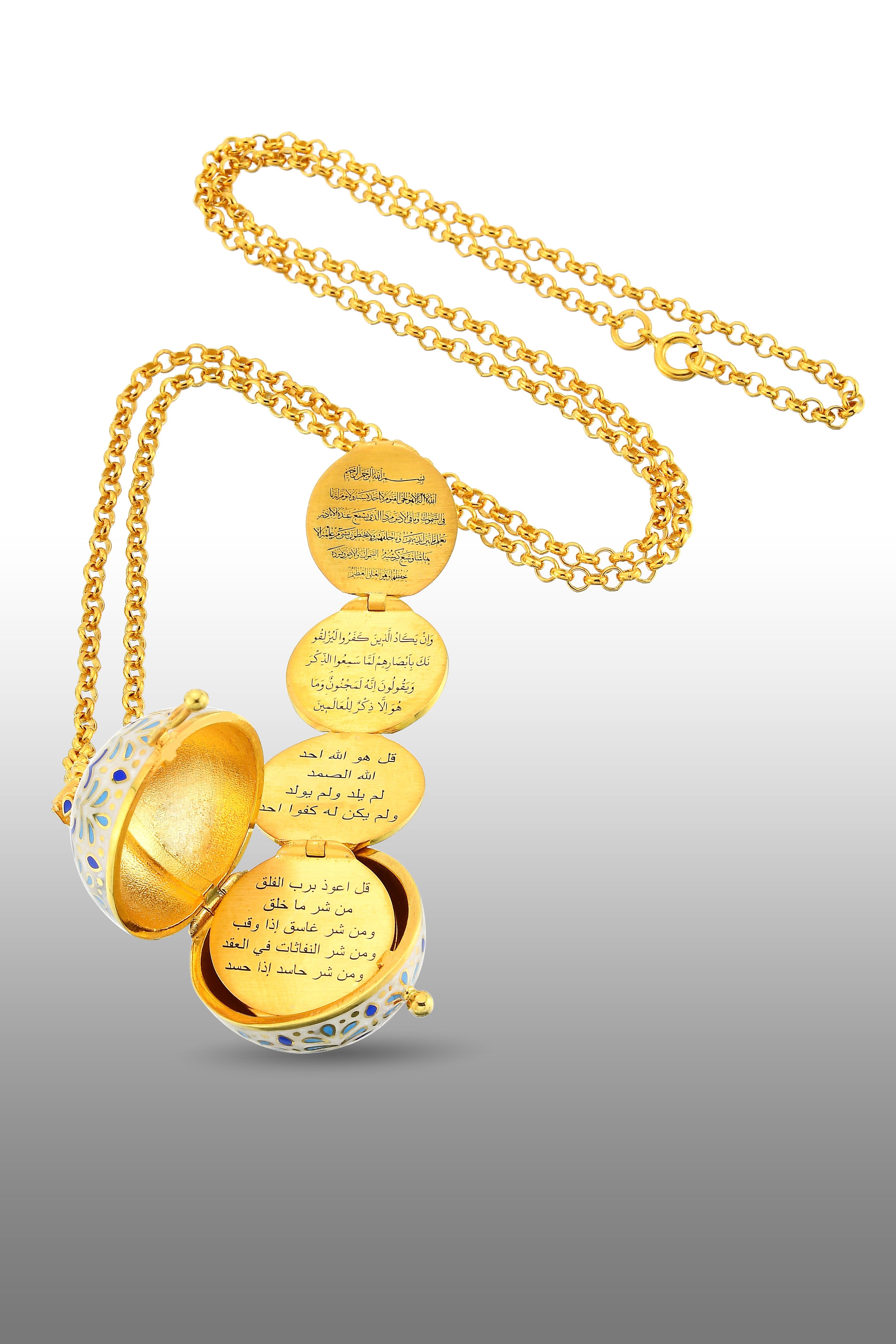 Gümüş Altın Kaplamalı Saklı İnci Şifa Ayetleri Kolyesi