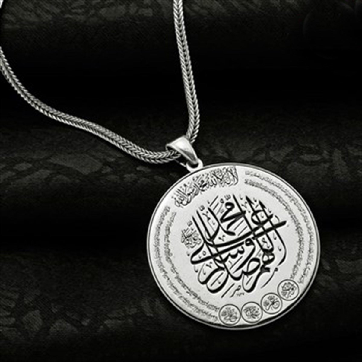 Hilye i Şerif Özel Hat Tasarımlı 925 Ayar Gümüş Erkek Kolyesi