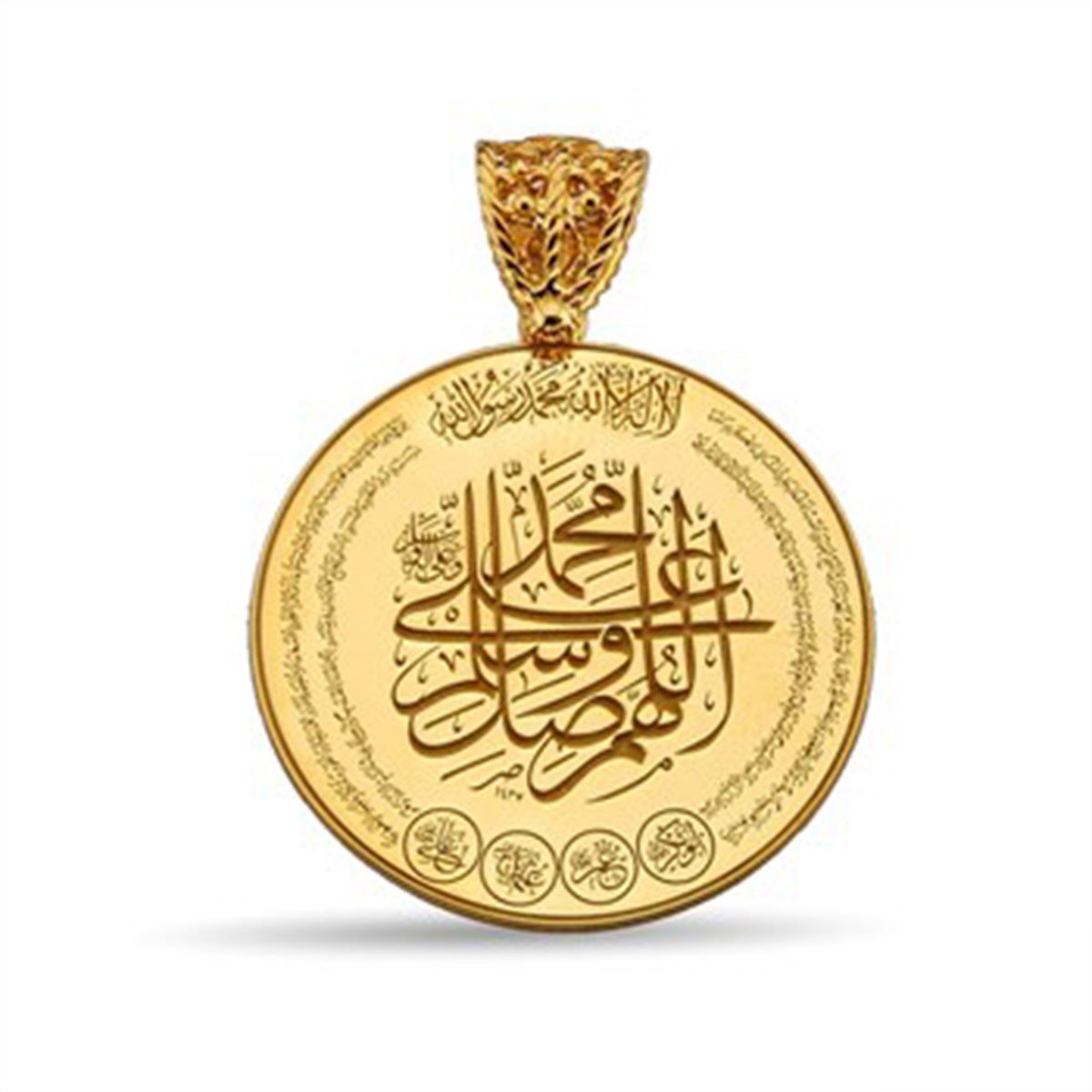 Hilye i Şerif Özel Hat Tasarımlı Altın Kaplama 925 Ayar Gümüş Bayan Kolye Ucu