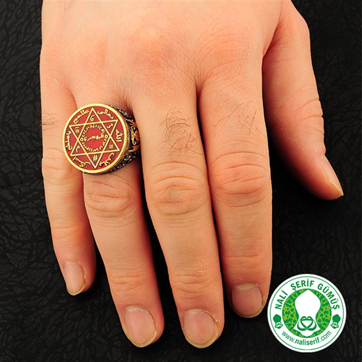 Kabartma Zülfikar Kılınç İşlemeli Bordo Mineli Tılsımlı Barbaroslar Mührü Süleyman Gümüş Erkek Yüzük