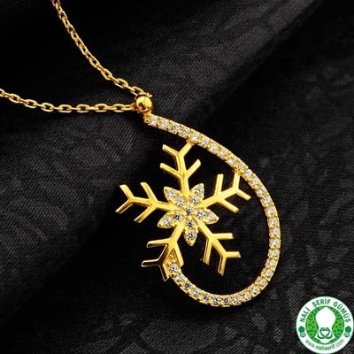 Kar Tanesi Altın Kaplama 925 Ayar Gümüş Bayan Kolyesi
