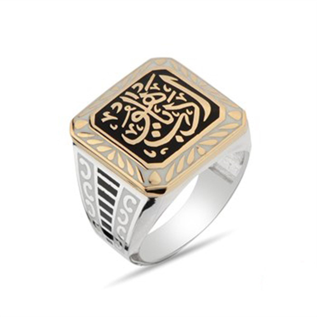 Kare Edep Yahu Gümüş Erkek Yüzüğü
