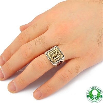 Kayı Boyu Sancağı Diriliş IYI Onxy Taşlı 925 Ayar Gümüş Erkek Yüzük