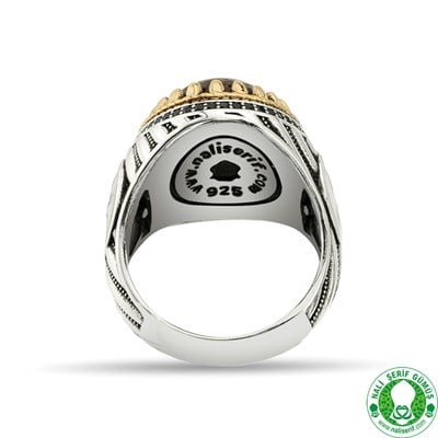 Kırmızı Kristal Kesimli 925 Ayar Gümüş Erkek Yüzük