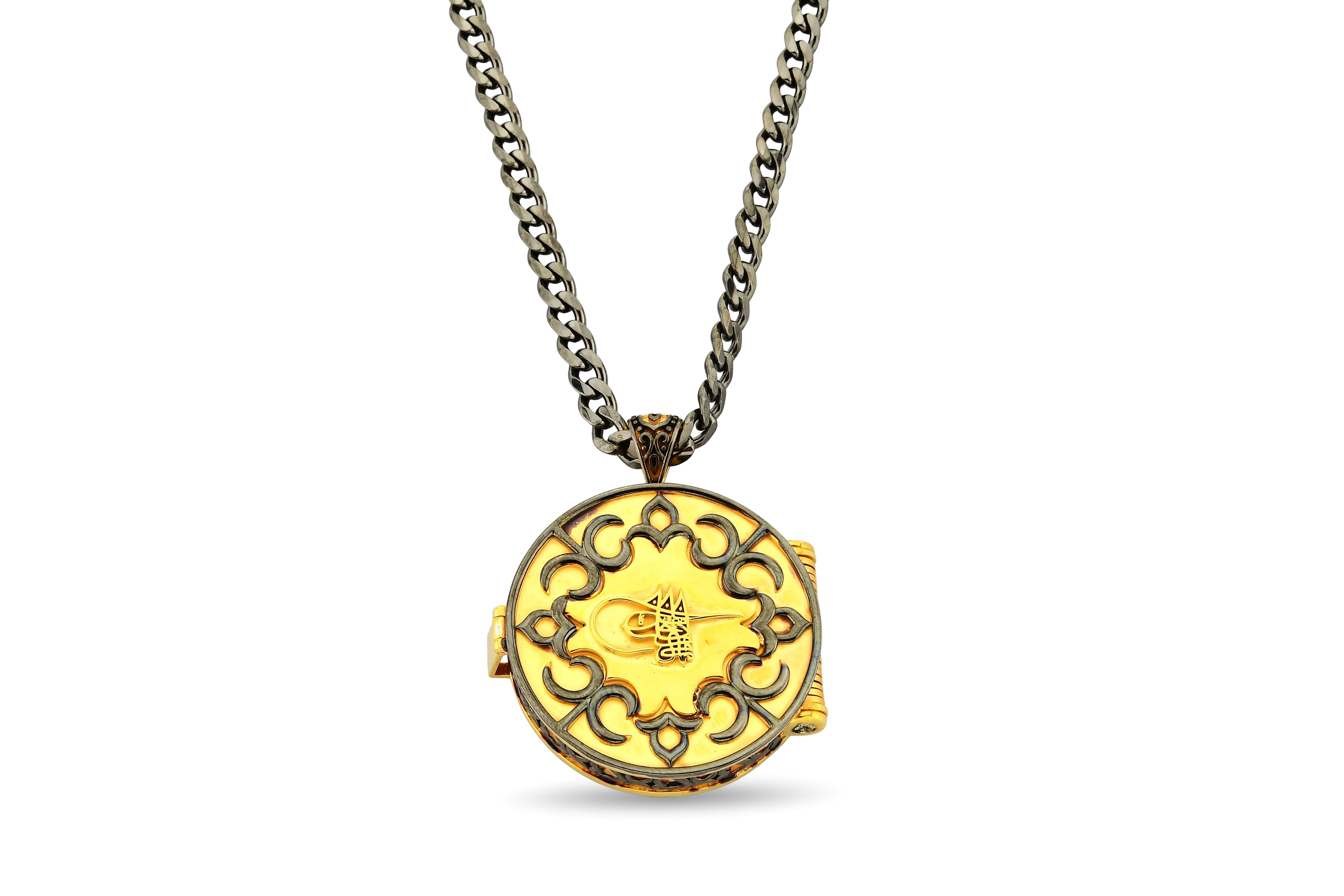 Korunmuş Sır Dualı Hizb-i Şerif Gümüş Madalyon Kolye