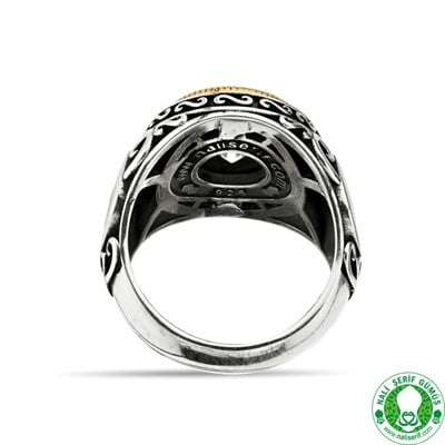 Kristal Kesim Zümrüt Yeşil Taşlı 925 Ayar Gümüş Erkek Yüzük