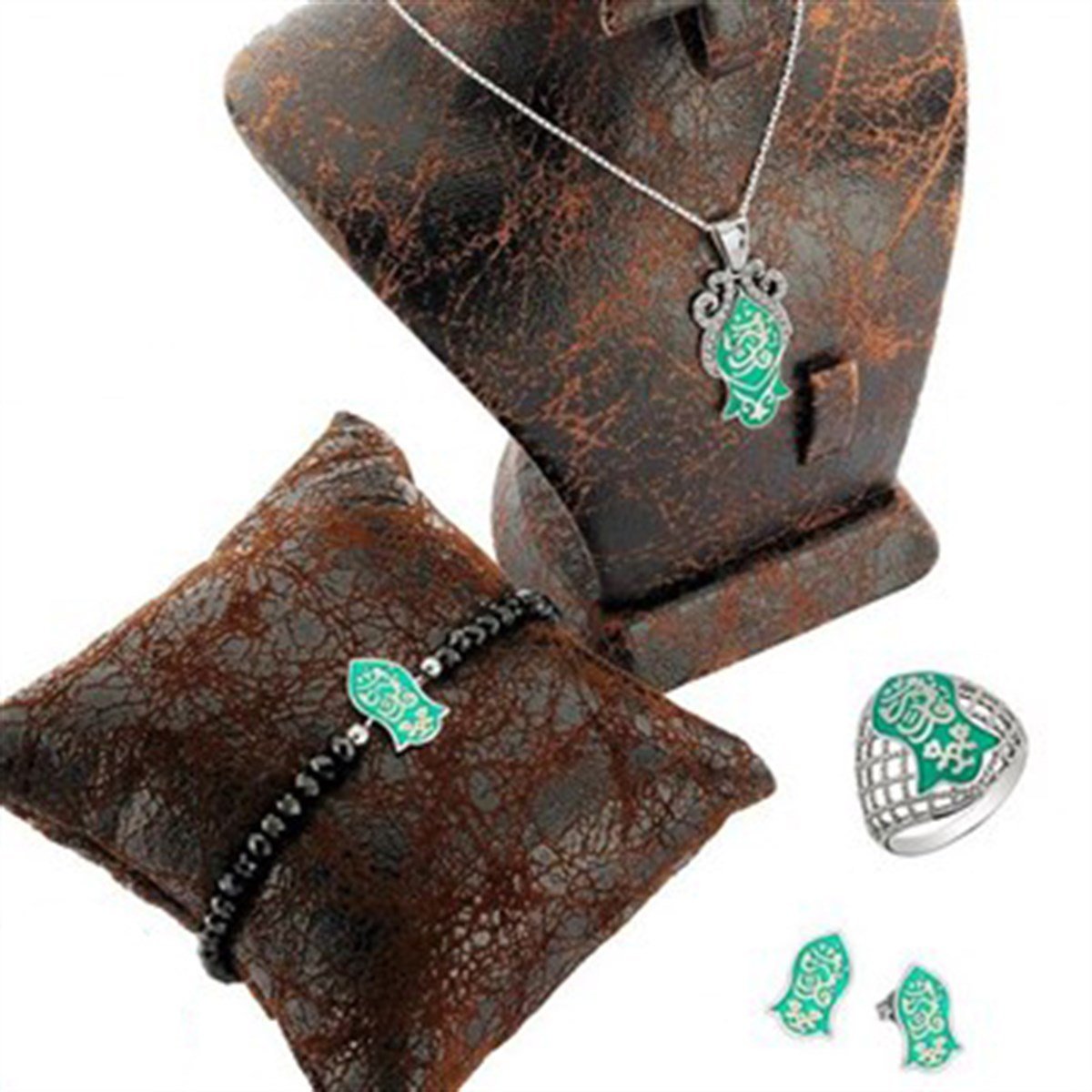 Nali Şerif 925 Ayar Gümüş Bayan Yeşil Kombini