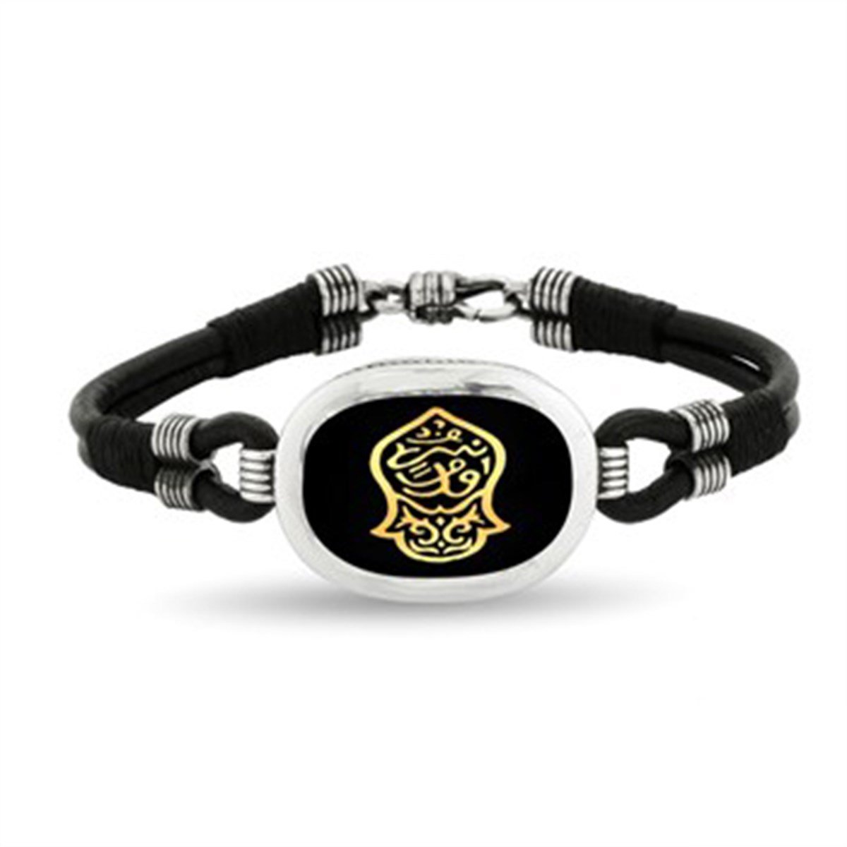 Nali Şerif 925 Ayar Gümüş Deri Erkek Bileklik