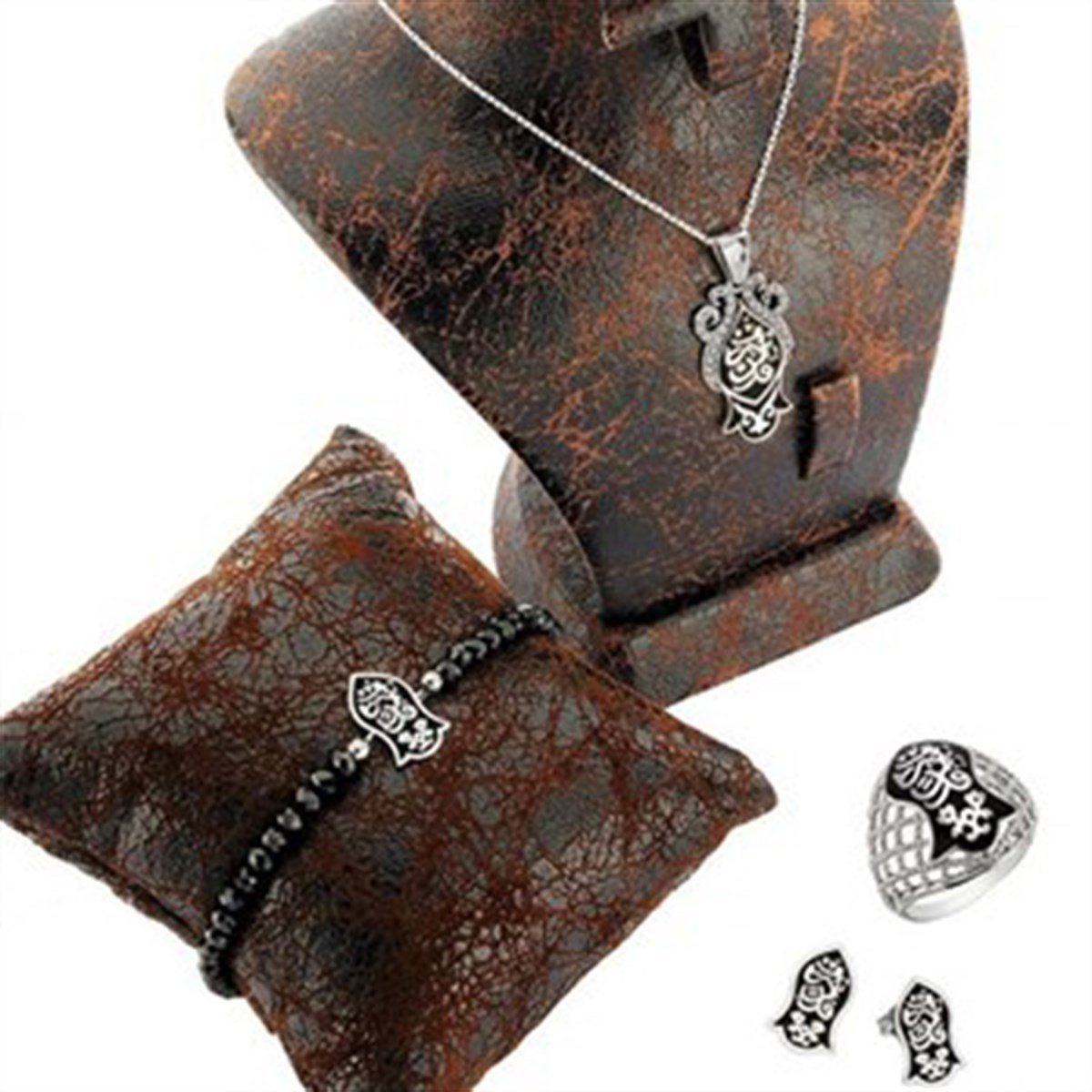 Nali Şerif 925 Ayar Gümüş Siyah Bayan Kombini