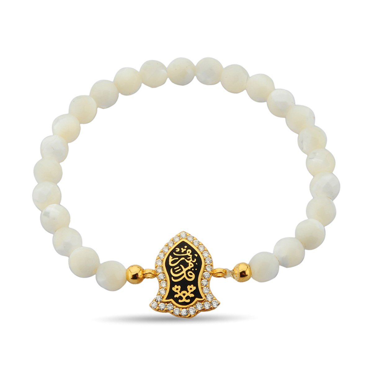 Nali Şerif Altın Kaplama Doğal Sedef Taşlı 925 Ayar Gümüş Bayan Bileklik