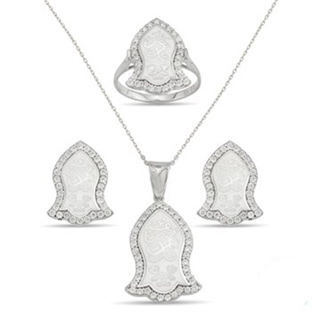 Nali Şerif Kademi Şerif 925 Ayar Gümüş Bayan Dörtlü Seti