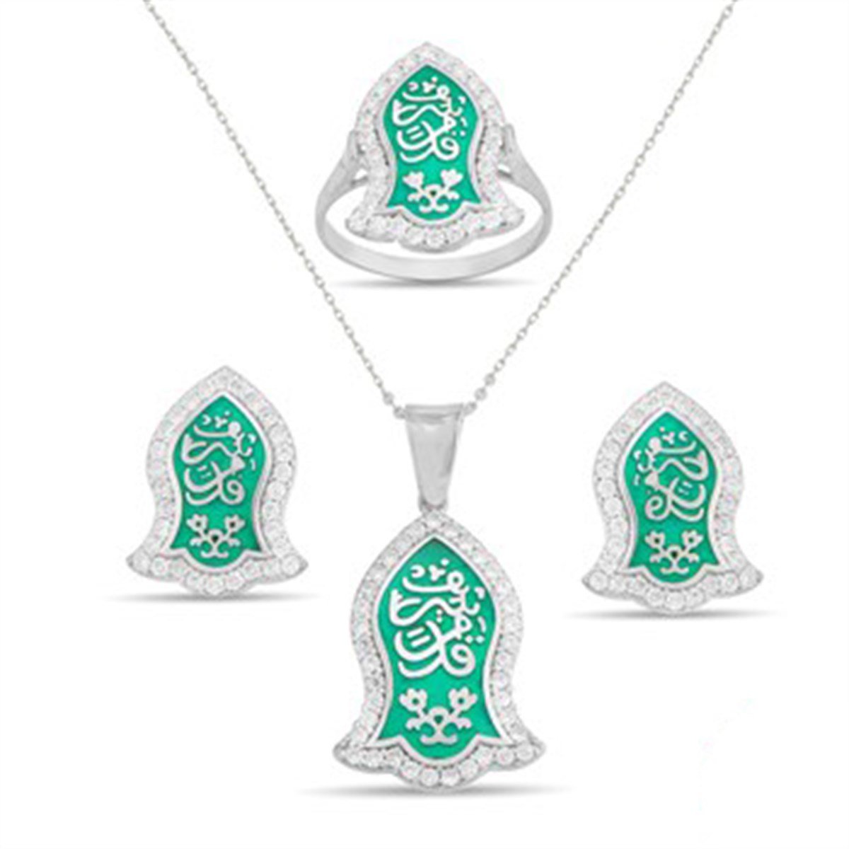 Nali Şerif Kademi Şerif 925 Ayar Gümüş Bayan Dörtlü Seti