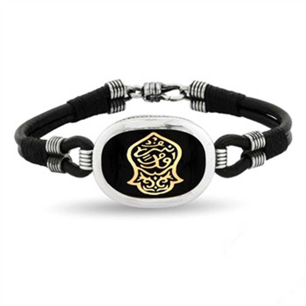 Nali Şerif Kademi Şerif 925 Ayar Gümüş Deri Erkek Bilekliği