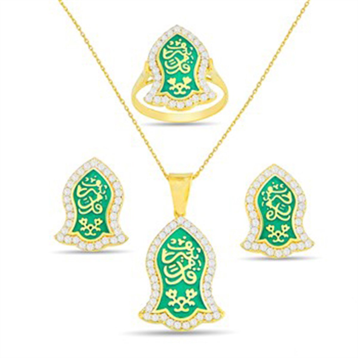 Nali Şerif Kademi Şerif Altın Kaplamalı Gümüş Bayan Dörtlü Set