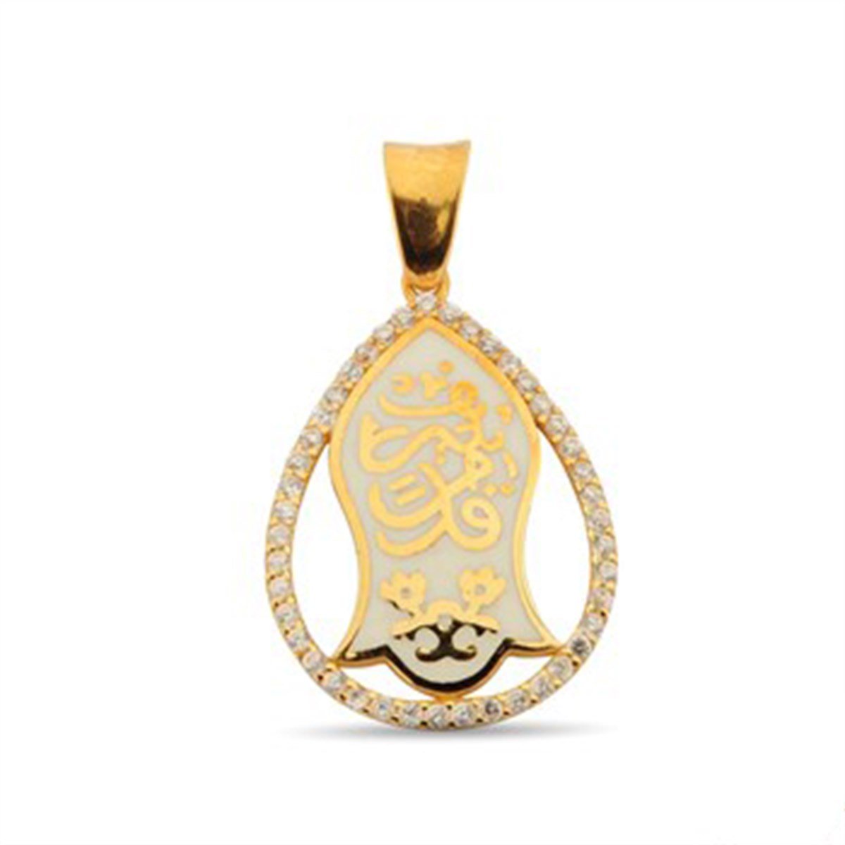 Nali Şerif Kademi Şerif Altın Kaplamalı Damla Gümüş Kolye