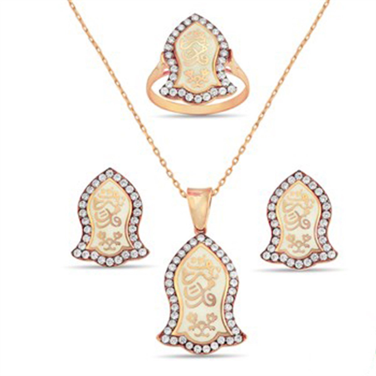 Nali Şerif Kademi Şerif Roz Kaplama Gümüş Bayan Dörtlü Seti