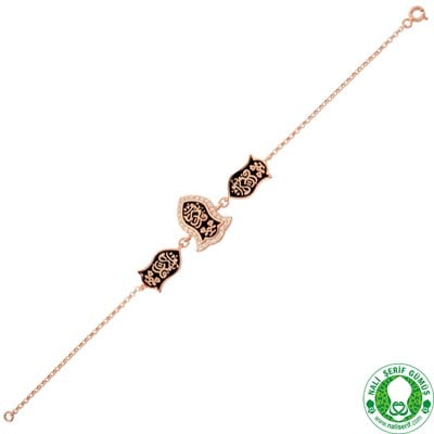 Nali Şerif Kademi Şerif Roz Kaplamalı Gümüş Bayan Bileklik