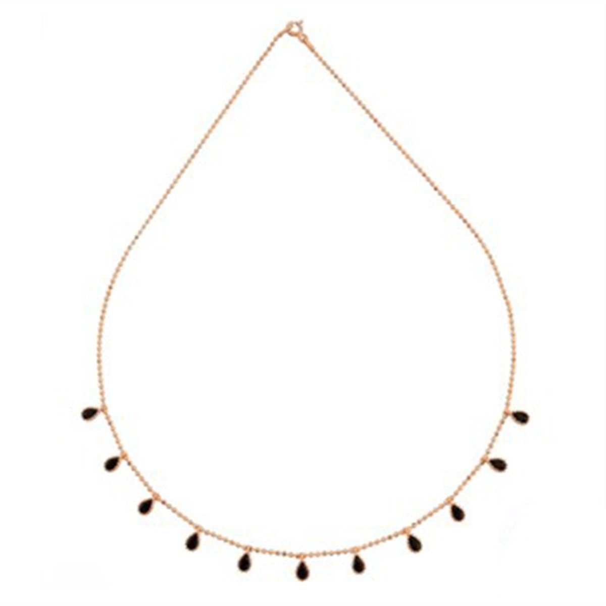 Onxy Zirkon Taşlı Roz Kaplamalı 925 Ayar Gümüş Bayan Kolye