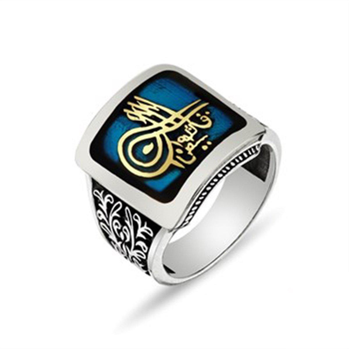 Osmanlı Tuğrası 925 Ayar Gümüş Erkek Yüzük