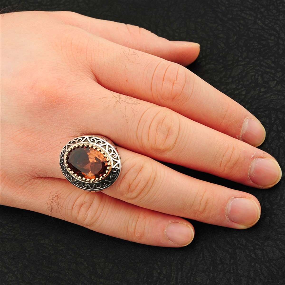 Oval Kasa Zultanit Taşlı 925 Ayar Gümüş Erkek Yüzüğü