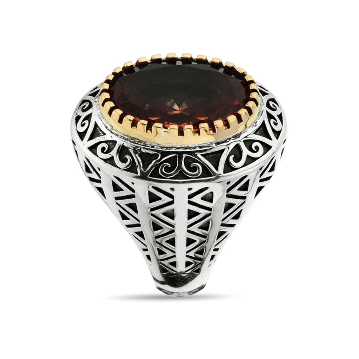 Oval Kasa Zultanit Taşlı 925 Ayar Gümüş Erkek Yüzüğü