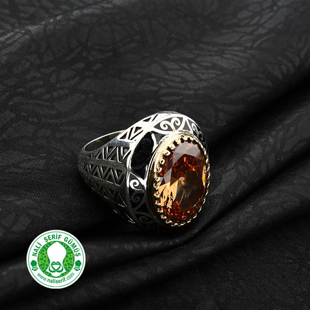 Oval Kasalı Strin Taşlı Salih reis 925 Ayar Gümüş Erkek Yüzük