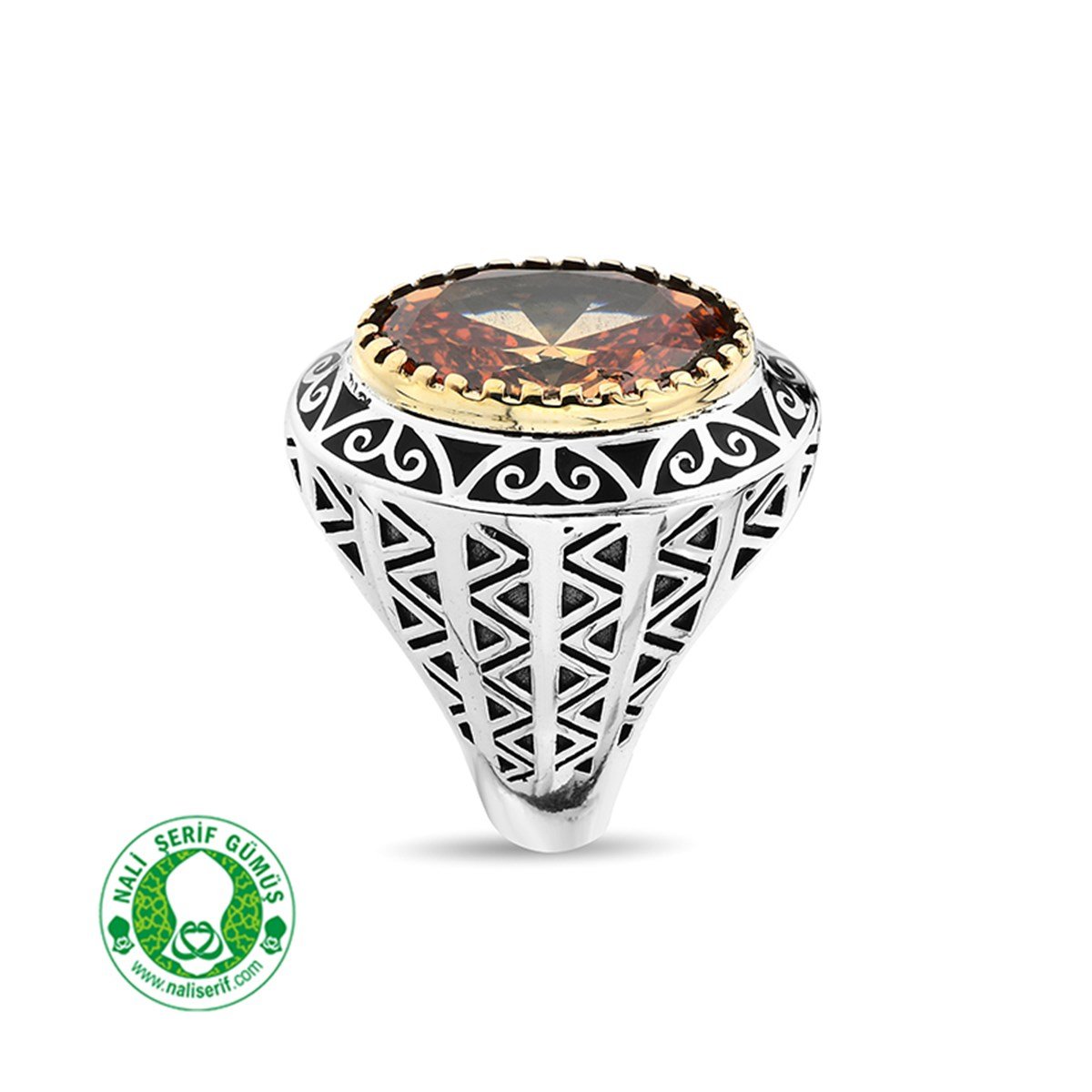 Oval Kasalı Strin Taşlı Salih reis 925 Ayar Gümüş Erkek Yüzük