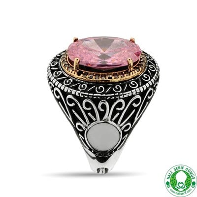 Pembe Kristal Taşlı 925 Ayar Gümüş Bayan Yüzüğü