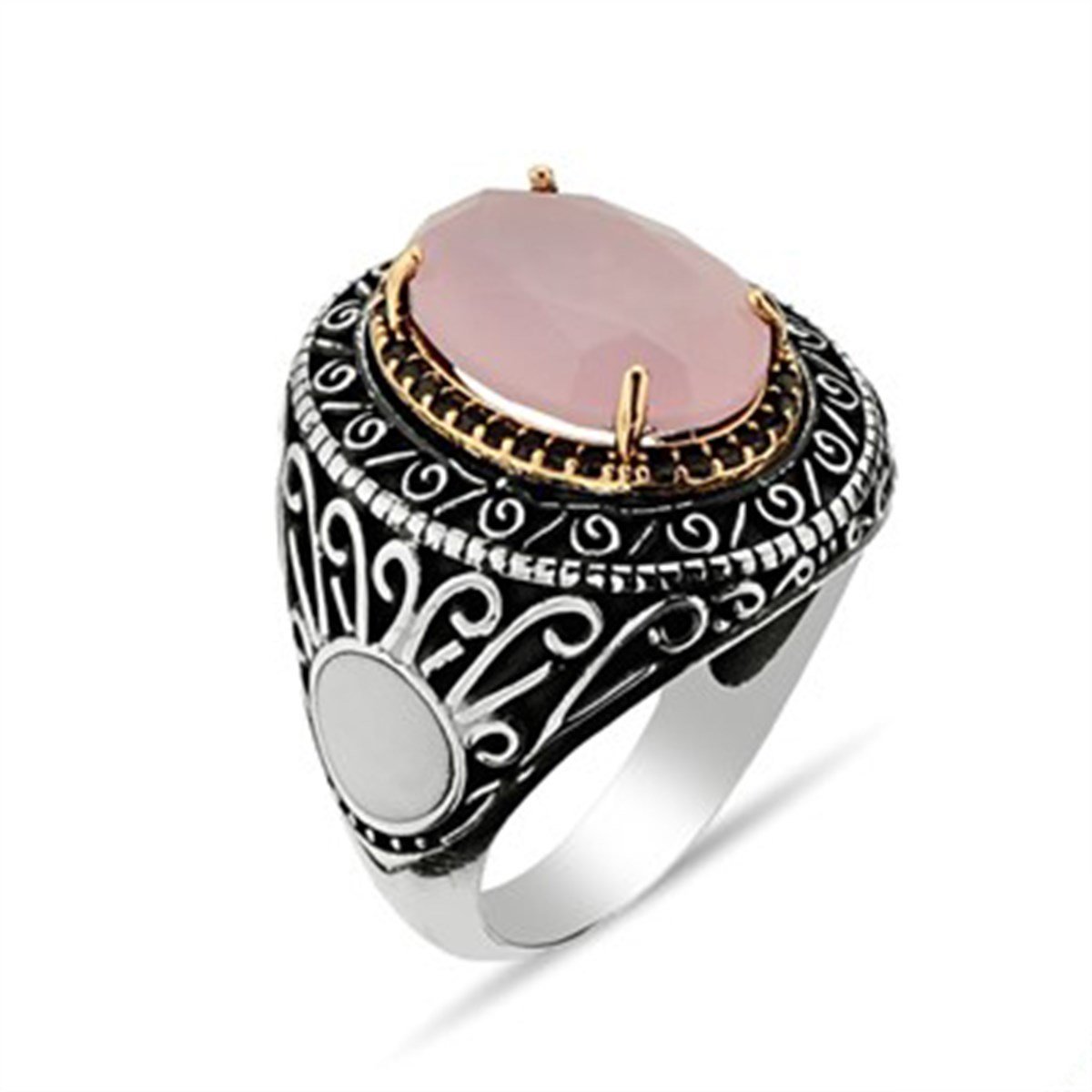 Pembe Zirkon Taşlı 925 Ayar Gümüş Bayan Yüzüğü