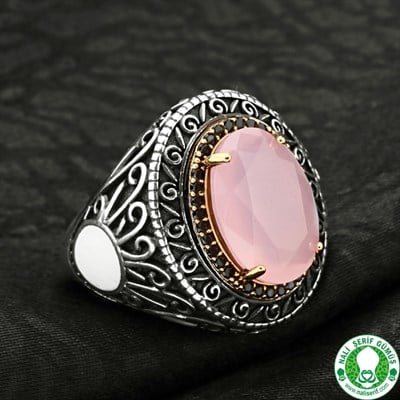 Pembe Zirkon Taşlı 925 Ayar Gümüş Bayan Yüzüğü