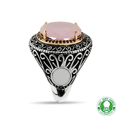 Pembe Zirkon Taşlı 925 Ayar Gümüş Bayan Yüzüğü