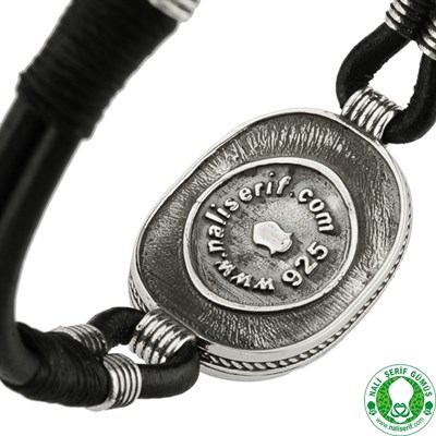 PÖH Polis Özel Harekat 925 Ayar Gümüş Deri Erkek Bileklik